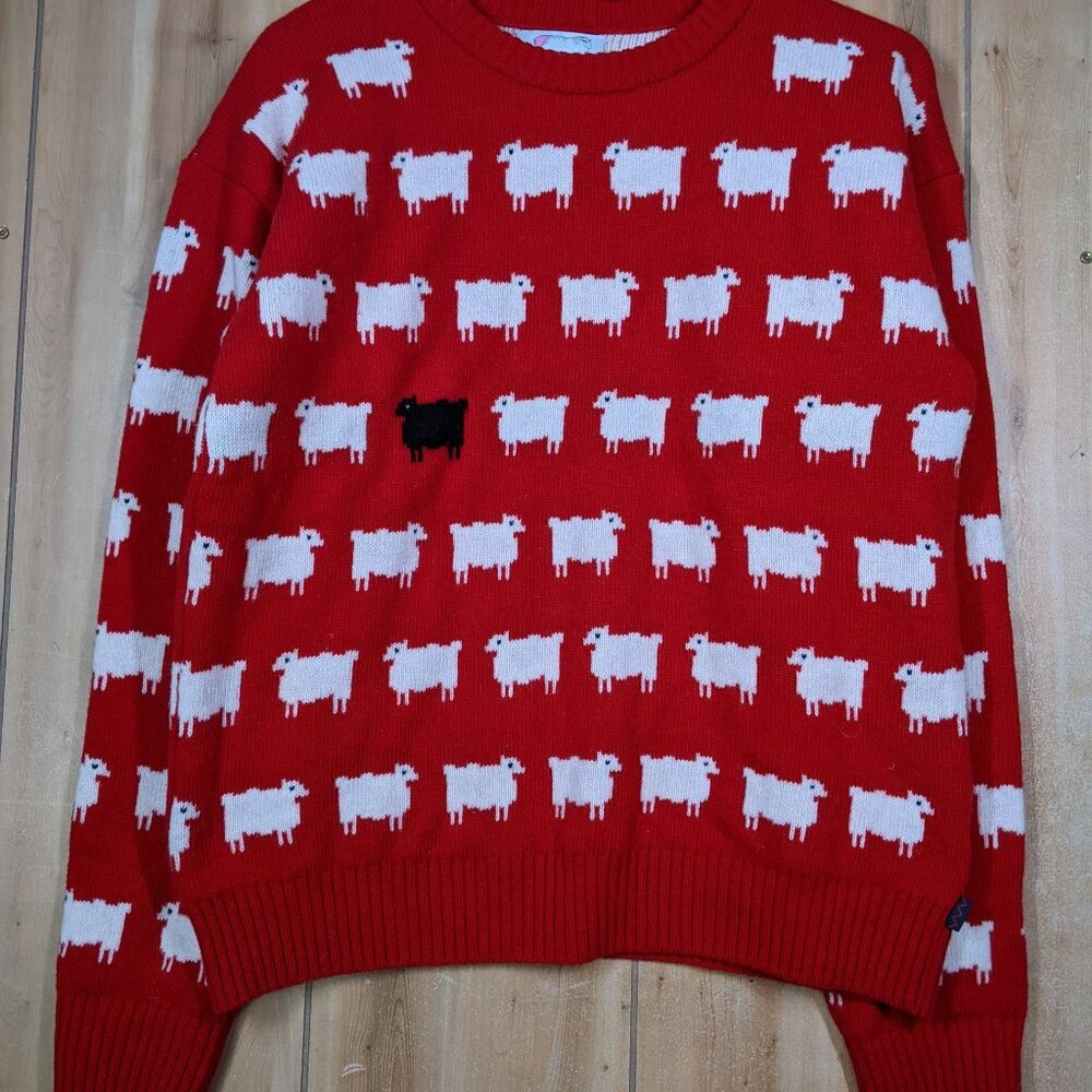 Warm & Wonderful Rowing Blazers Size M Princess Diana Red Wool Sheep Sweater